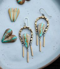 Load image into Gallery viewer, Royston Ribbon Turquoise- Fringe- brass and sterling silver