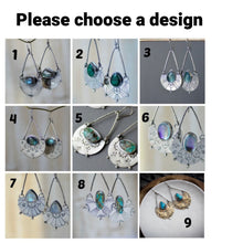 Load image into Gallery viewer, Traveler Swing Earrings -Choose- Rainbow Moonstone - Labradorite - Turquoise