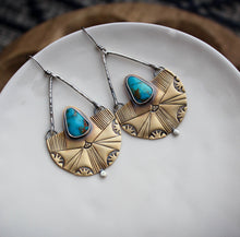 Load image into Gallery viewer, Traveler Swing Earrings -Choose- Rainbow Moonstone - Labradorite - Turquoise