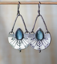 Load image into Gallery viewer, Traveler Swing Earrings -Choose- Rainbow Moonstone - Labradorite - Turquoise