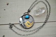 Load image into Gallery viewer, Silver turquoise necklace, mountain necklace, bird necklace, silver jewelry, turquoise jewelry