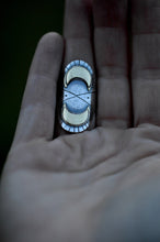 Load image into Gallery viewer, Sterling silver and brass moon ring