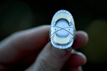 Load image into Gallery viewer, Sterling silver and brass moon ring