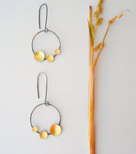 Load image into Gallery viewer, Oxidized silver earrings, unique hoop earrings, circle earrings