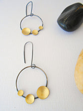 Load image into Gallery viewer, Oxidized silver earrings, unique hoop earrings, circle earrings