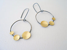 Load image into Gallery viewer, Oxidized silver earrings, unique hoop earrings, circle earrings