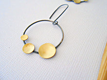 Load image into Gallery viewer, Oxidized silver earrings, unique hoop earrings, circle earrings