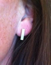Load image into Gallery viewer, Simple brass bar earrings, gold bar, brass posts, brass and silver