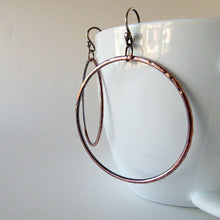 Load image into Gallery viewer, Hammered copper hoops