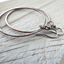 Load image into Gallery viewer, Hammered copper hoops