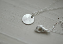 Load image into Gallery viewer, Small silver disc necklace, silver necklace, petite silver charm, layering necklace
