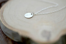 Load image into Gallery viewer, Small silver disc necklace, silver necklace, petite silver charm, layering necklace