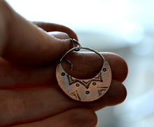 Load image into Gallery viewer, Copper crescent stamped earrings