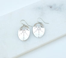 Load image into Gallery viewer, Stamped Lotus drop earrings