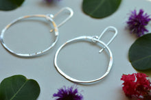 Load image into Gallery viewer, Hammered Sterling silver hoop earrings- organic shaped
