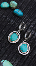 Load image into Gallery viewer, Sonoran Turquoise huggies, sterling silver
