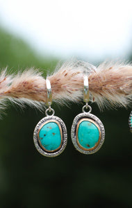 Sonoran Turquoise huggies, sterling silver
