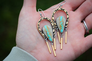 Royston Ribbon Turquoise- Fringe- brass and sterling silver