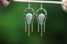 Load image into Gallery viewer, Royston Ribbon Turquoise- Fringe- brass and sterling silver
