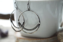 Load image into Gallery viewer, Unique sterling silver hoop earrings

