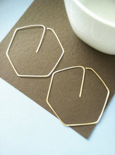 Load image into Gallery viewer, Hexagon Gold-filled Hoop Earrings
