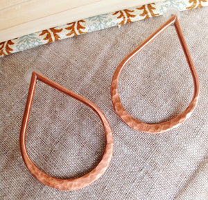Copper teardrop post earrings