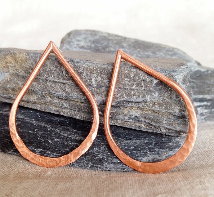 Copper teardrop post earrings