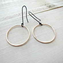 Load image into Gallery viewer, Small gold hoops, thin gold hoops, small hoops, gift for her, gold, dainty earrings
