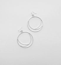 Load image into Gallery viewer, Silver hoops, hoop earrings, &quot;Eclipse&quot; earrings, sterling silver hoops, handmade hoops
