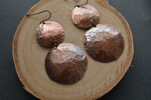 Load image into Gallery viewer, Modern copper earrings-hammered copper earrings- copper jewelry-large earrings
