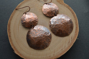 Modern copper earrings-hammered copper earrings- copper jewelry-large earrings
