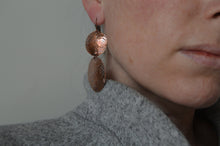 Load image into Gallery viewer, Modern copper earrings-hammered copper earrings- copper jewelry-large earrings

