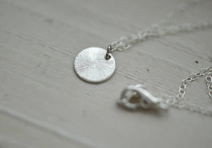 Small silver disc necklace, silver necklace, petite silver charm, layering necklace