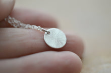 Load image into Gallery viewer, Small silver disc necklace, silver necklace, petite silver charm, layering necklace
