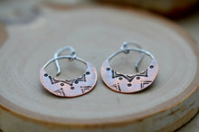Load image into Gallery viewer, Copper crescent stamped earrings

