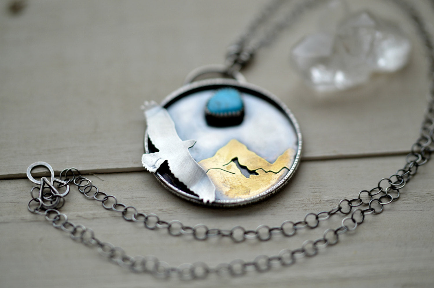 Sterling Silver Layered Tree & Mountain Necklace - Balsamroot Jewelry