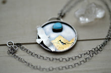 Load image into Gallery viewer, Silver turquoise necklace, mountain necklace, bird necklace, silver jewelry, turquoise jewelry
