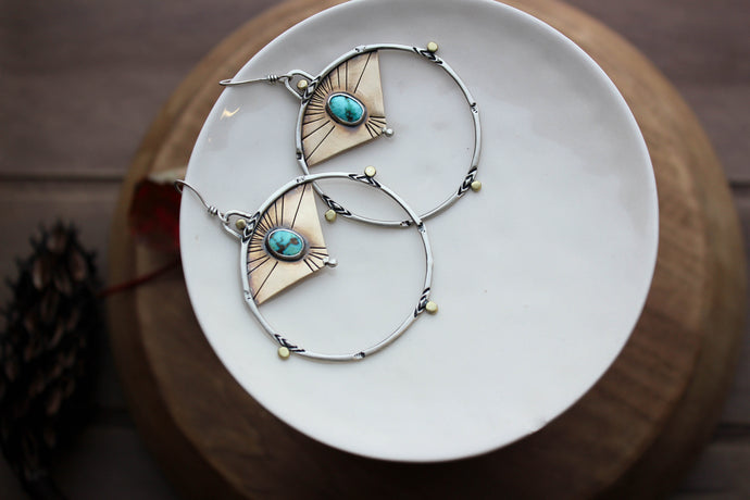 Brass and Sterling silver Morning Light Hoops