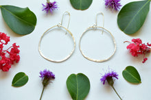 Load image into Gallery viewer, Hammered Sterling silver hoop earrings- organic shaped
